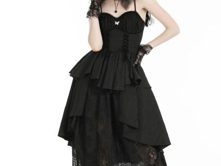 Dark In Love - Gothic Death Butterfly Layered Hi Low Black - Dress Online Hot Sale