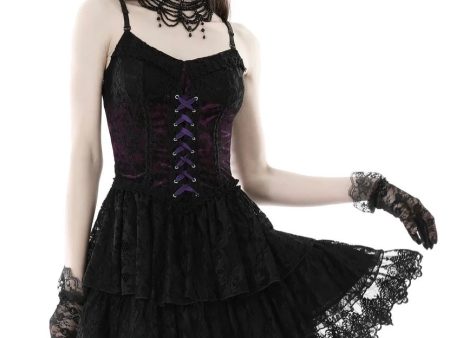 Dark In Love - Gothic Sexy Black Purple Lace Mini Black - Dress Discount