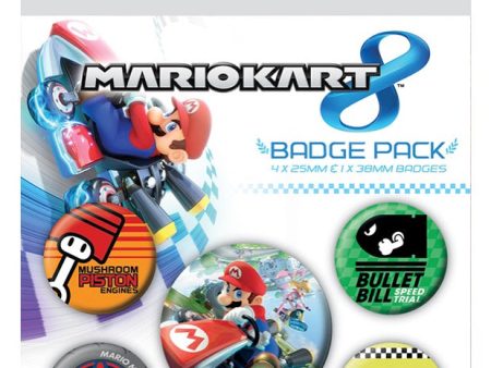 Super Mario - Mario Kart 8 Pack Of 5 - Button Set Online now