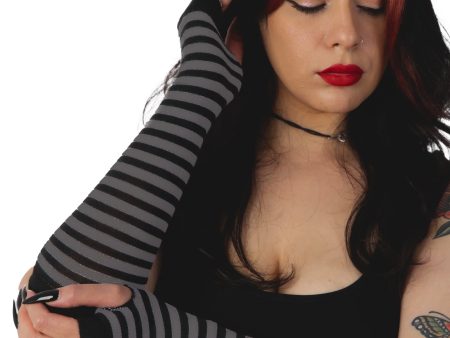 Pamela Mann - Striped Fingerless Grey - Gloves Online