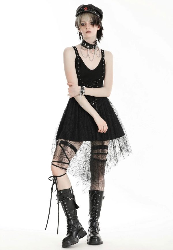 Dark In Love - Spider Web With Metal Pentagrams Black - Dress Sale