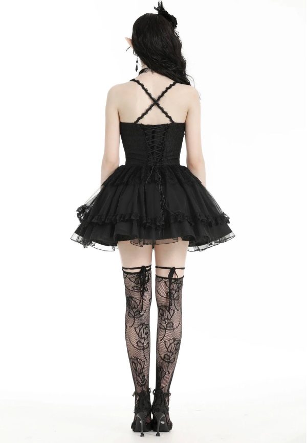 Dark In Love - Gothic Black Swan Tulle Lace Trim Black - Dress For Cheap