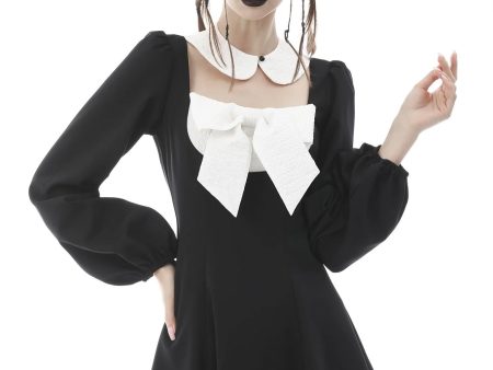 Dark In Love - Gothic Lolita Black White Super Bowknot Black - Dress Cheap