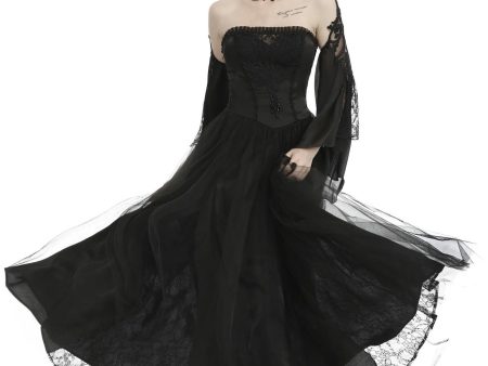 Dark In Love - Gorgeous Beaded Tulle Maxi Gothic Wedding Black - Dress Supply