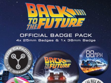 Back To The Future - Delorean Multicolored Pack Of 5 - Button Set Hot on Sale