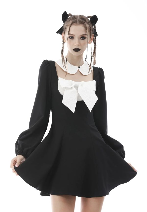 Dark In Love - Gothic Lolita Black White Super Bowknot Black - Dress Cheap