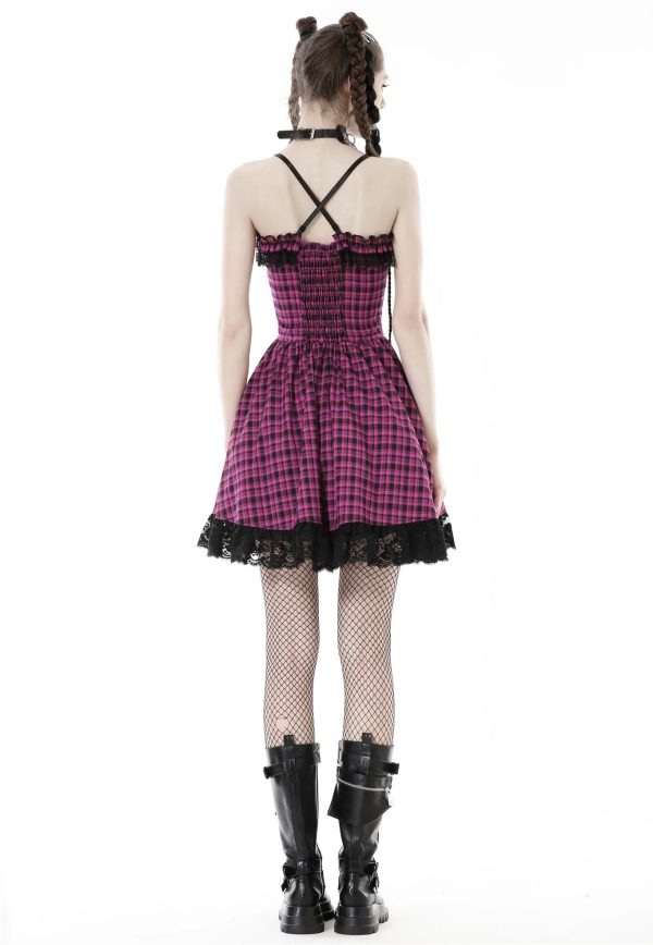 Dark In Love - Rebel Pink Check Sweet Cool Pink - Dress Sale