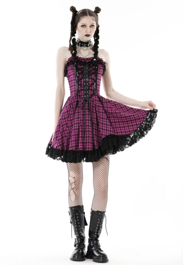 Dark In Love - Rebel Pink Check Sweet Cool Pink - Dress Sale