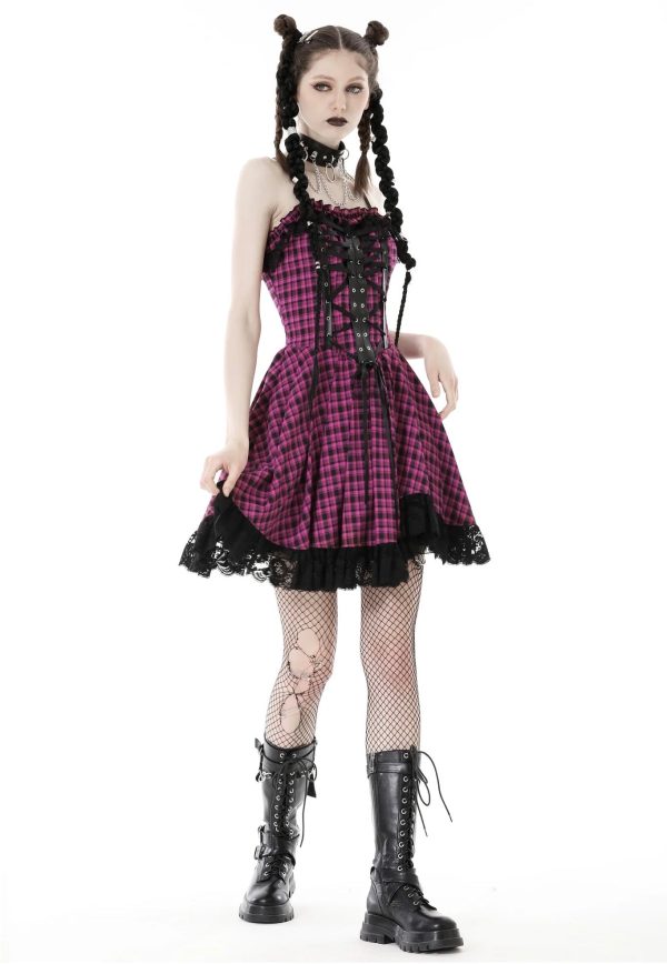 Dark In Love - Rebel Pink Check Sweet Cool Pink - Dress Sale