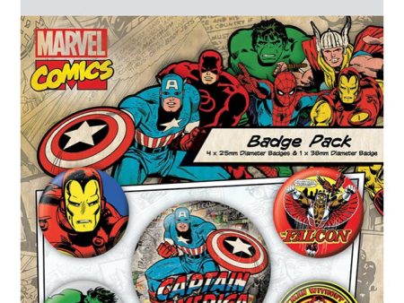 Marvel Comics - Retro Multicolored Pack Of 5 - Button Set Online