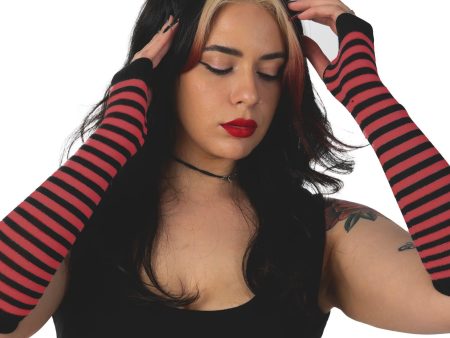 Pamela Mann - Striped Fingerless Red - Gloves Online now