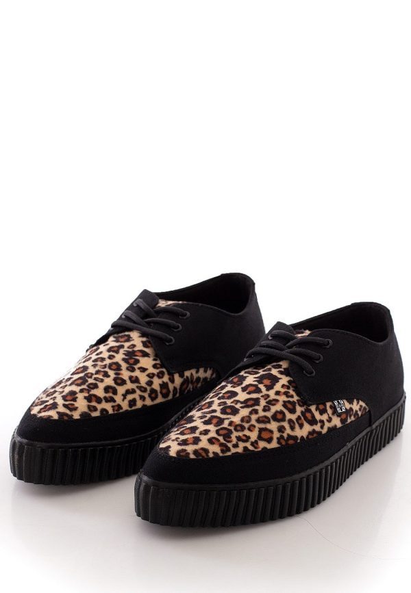 T.U.K. - Pointed Creeper Tan Leopard Vamp - Girl Shoes Online Sale