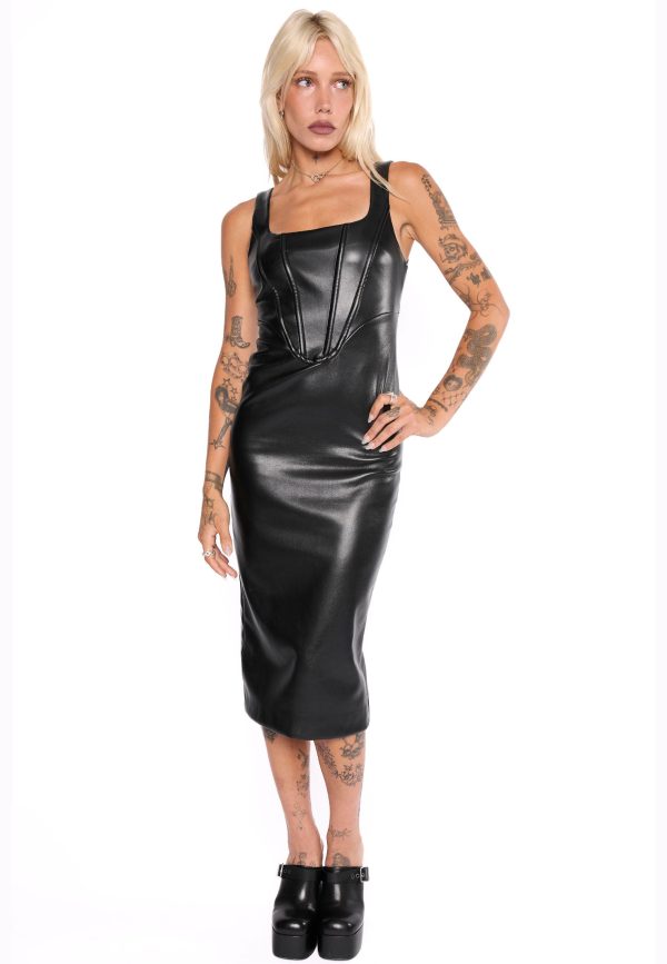 Mary Wyatt - Halle Faux Leather Corset Black - Dress Sale