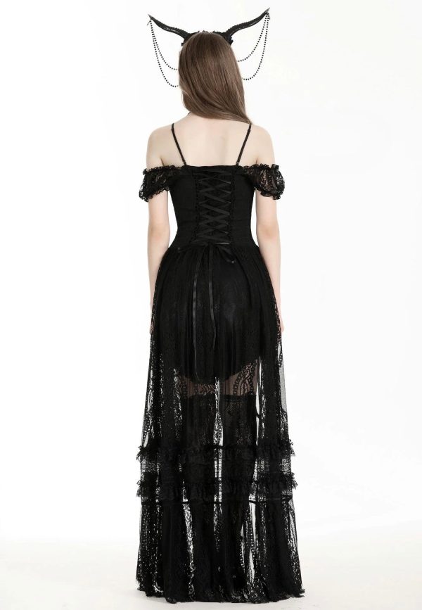 Dark In Love - Gothic Noble Romantic Lace Hi Low Black - Dress Hot on Sale