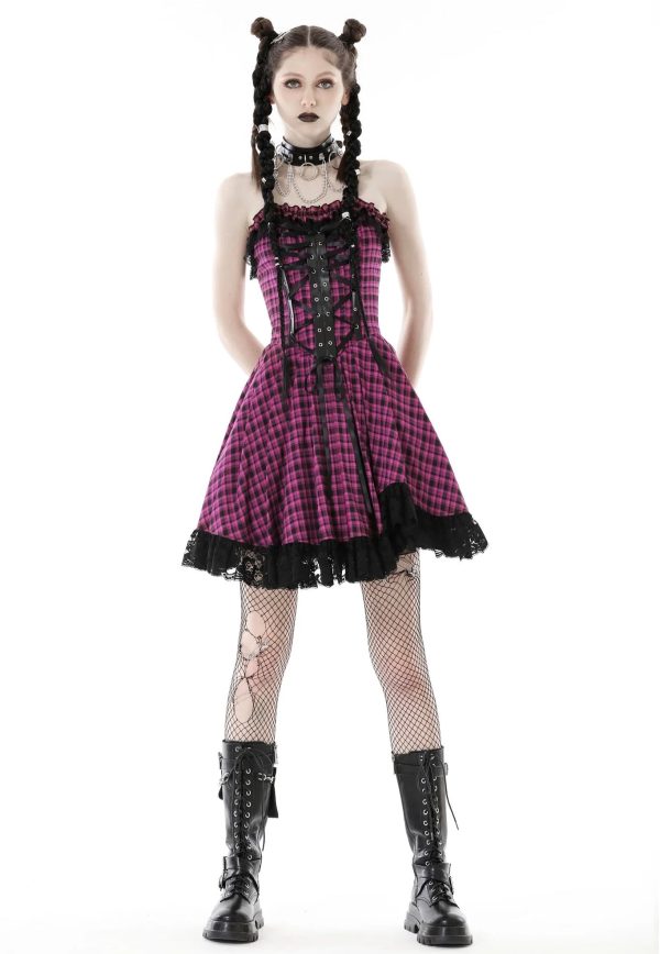 Dark In Love - Rebel Pink Check Sweet Cool Pink - Dress Sale