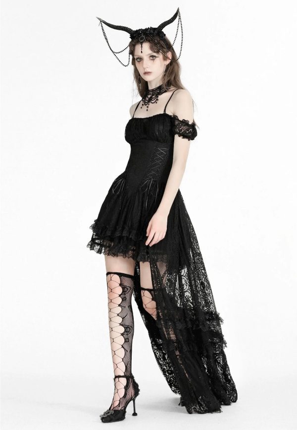 Dark In Love - Gothic Noble Romantic Lace Hi Low Black - Dress Hot on Sale