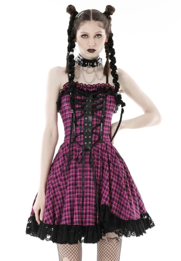 Dark In Love - Rebel Pink Check Sweet Cool Pink - Dress Sale