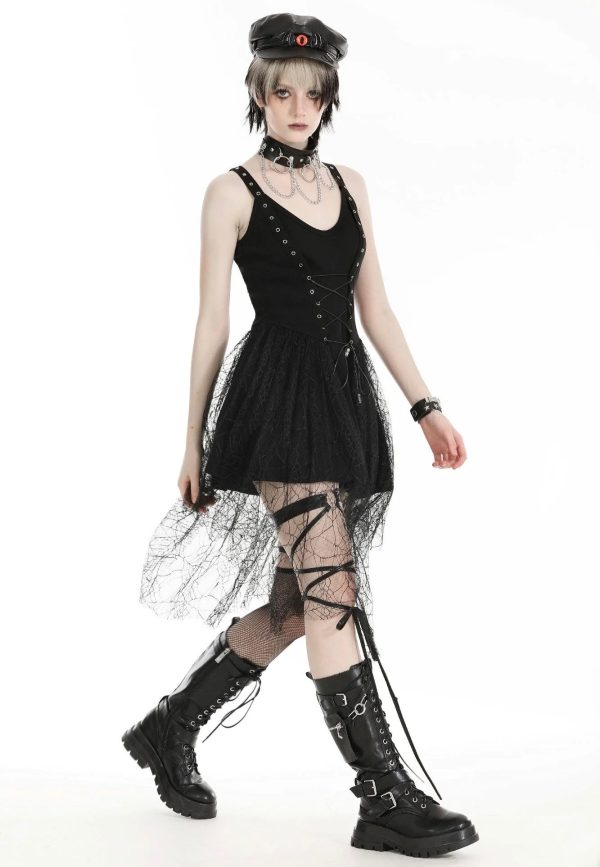 Dark In Love - Spider Web With Metal Pentagrams Black - Dress Sale