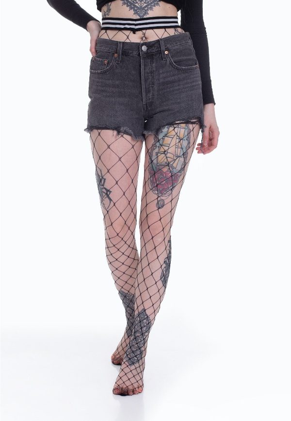 Pamela Mann - Extra Large Net With Waistband Black - Tights Supply