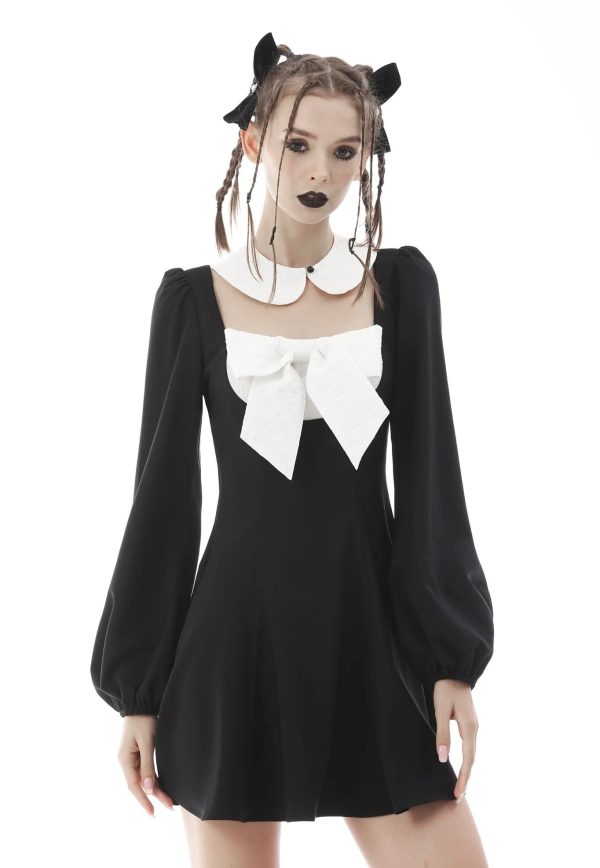 Dark In Love - Gothic Lolita Black White Super Bowknot Black - Dress Cheap