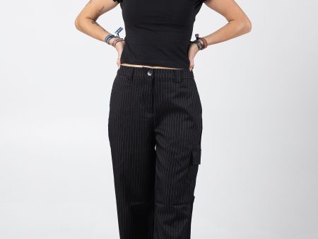 Noisy May - Dallas Pinstripe Black White - Pants Online