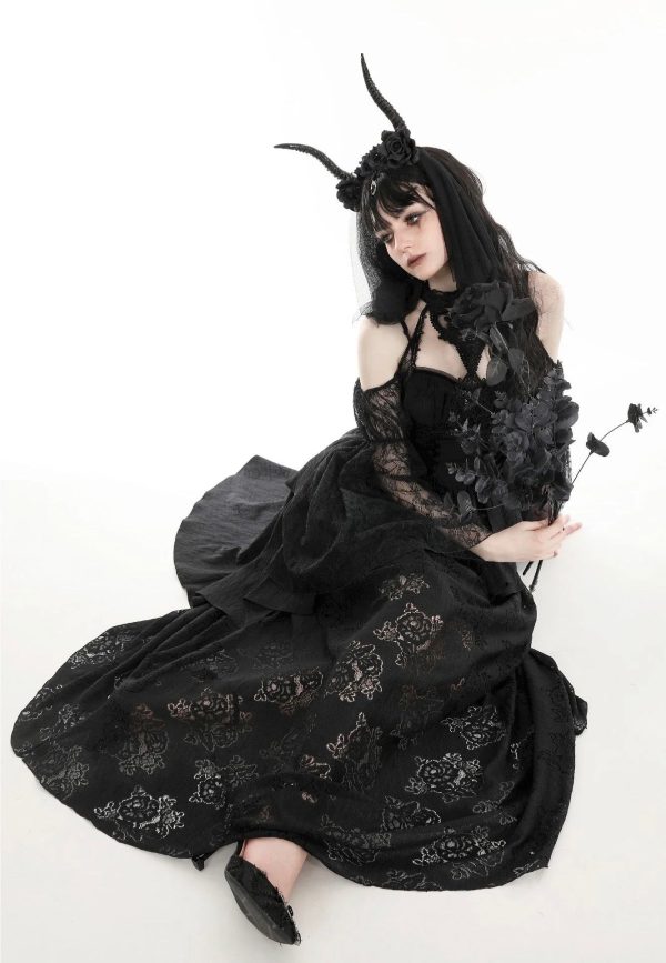 Dark In Love - Gothic Death Butterfly Layered Hi Low Black - Dress Online Hot Sale