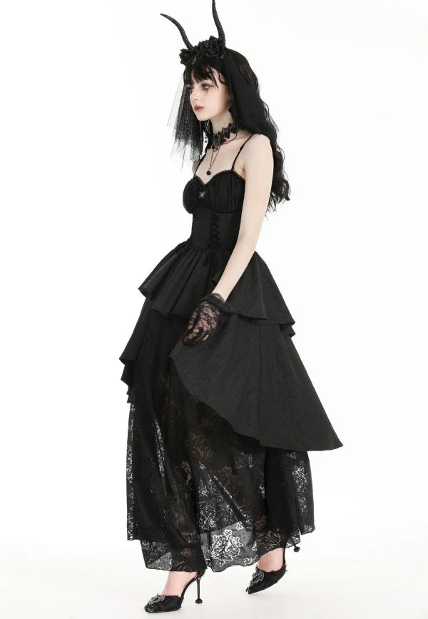 Dark In Love - Gothic Death Butterfly Layered Hi Low Black - Dress Online Hot Sale