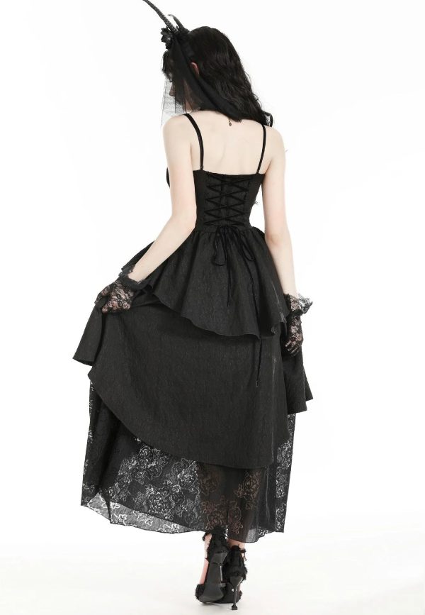 Dark In Love - Gothic Death Butterfly Layered Hi Low Black - Dress Online Hot Sale