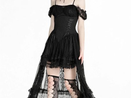 Dark In Love - Gothic Noble Romantic Lace Hi Low Black - Dress Hot on Sale