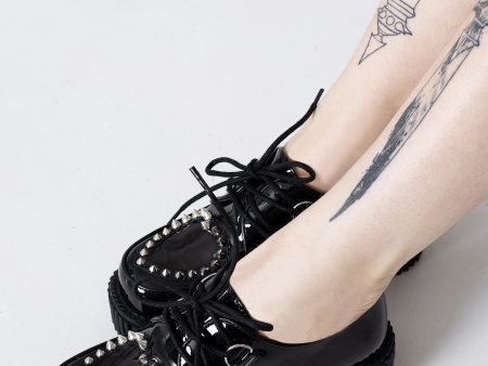 DemoniaCult - Creeper 108 Pointed Studs Black - Girl Shoes Online