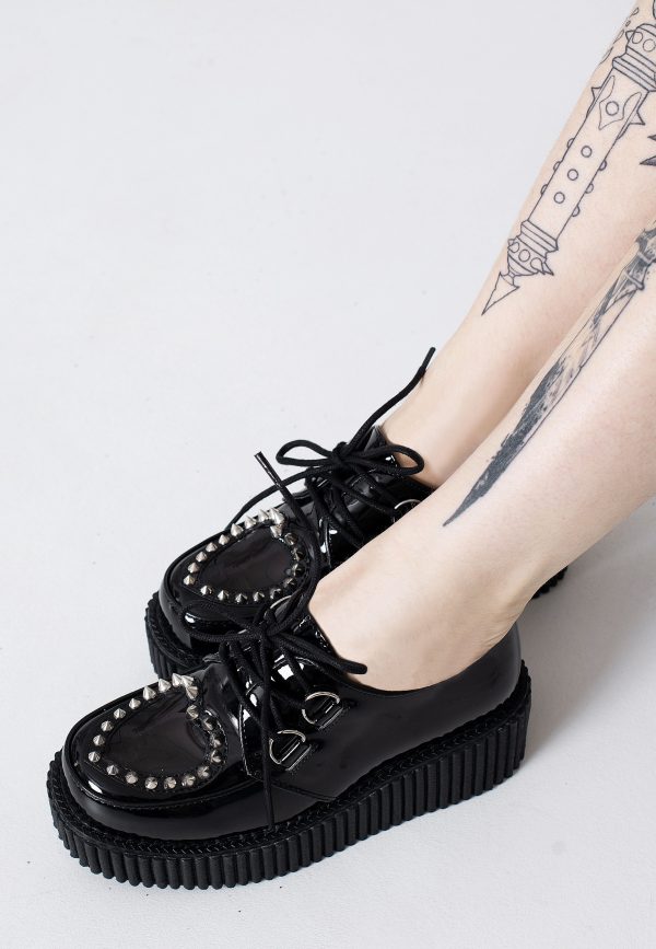 DemoniaCult - Creeper 108 Pointed Studs Black - Girl Shoes Online